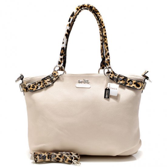 Coach Madison Leopard Large White Satchels ACL | Women